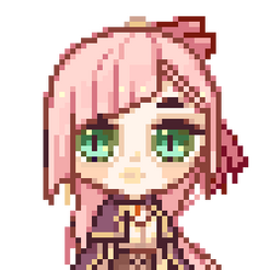 Pink haired girl with ribbon in hair Pink haired girl with ribbon in hair