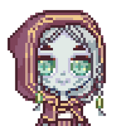 Blue skinned character wearing a hood Blue skinned character wearing a hood