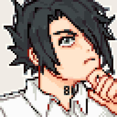 Ray from The Promised Neverland, thinking with his chin in his hand