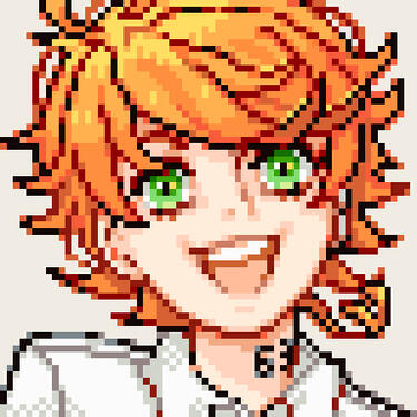 Emma from The Promised Neverland, happily smiling
